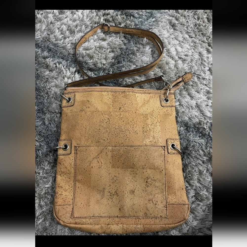 Queork women's handbag beige crossbody cork large